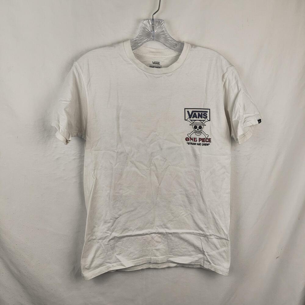 Vans One Piece Shirt Mens Small White Luffy Graphic Anime Tee Straw Hat Crew
